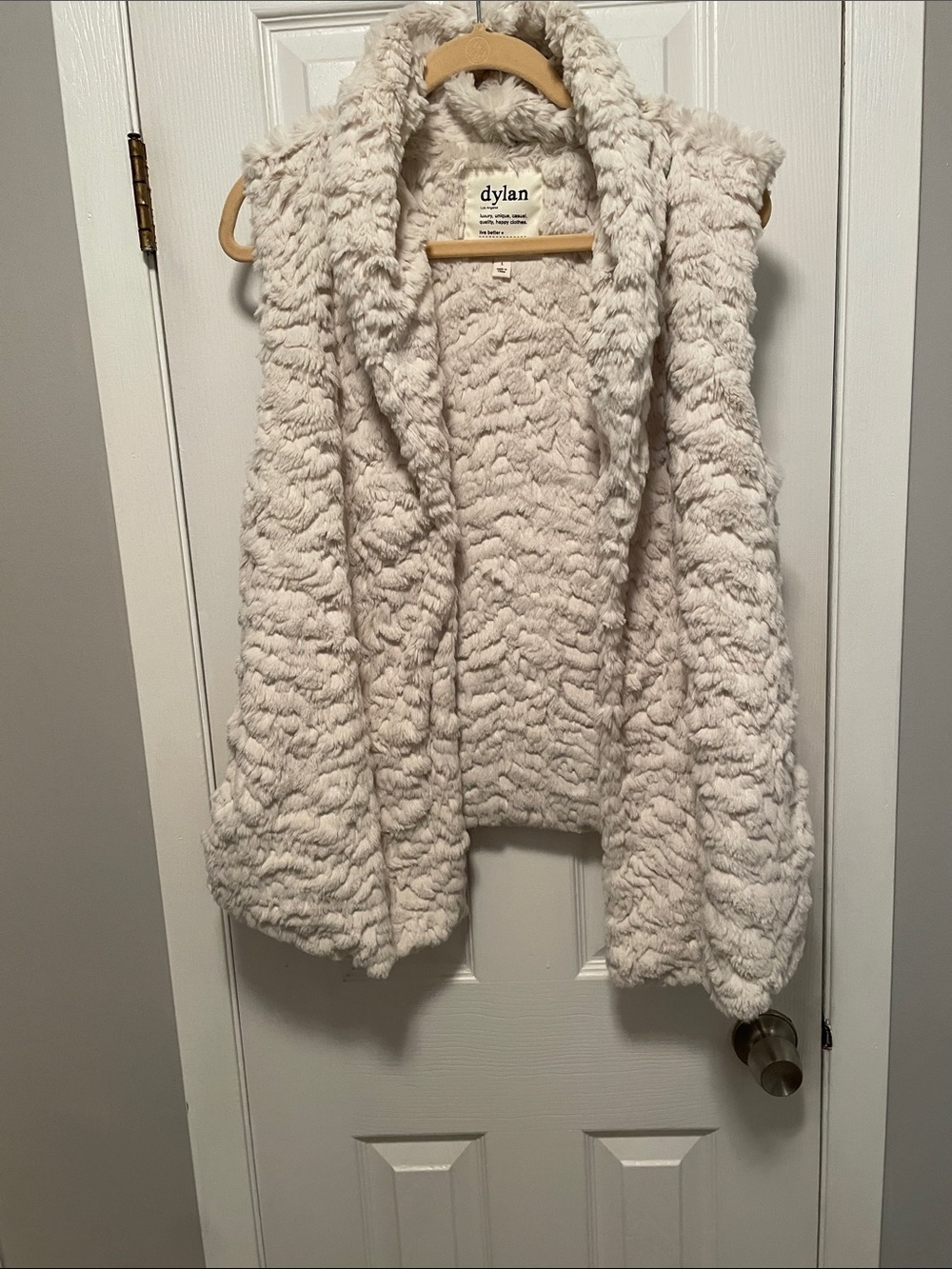 dylan Cream Plush Faux Fur Open Vest